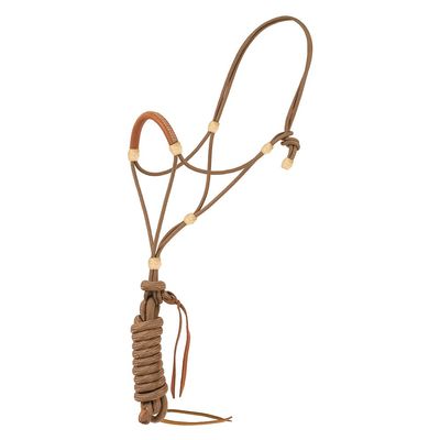 Mustang Elite Rope Halter with Leather Nose Tan