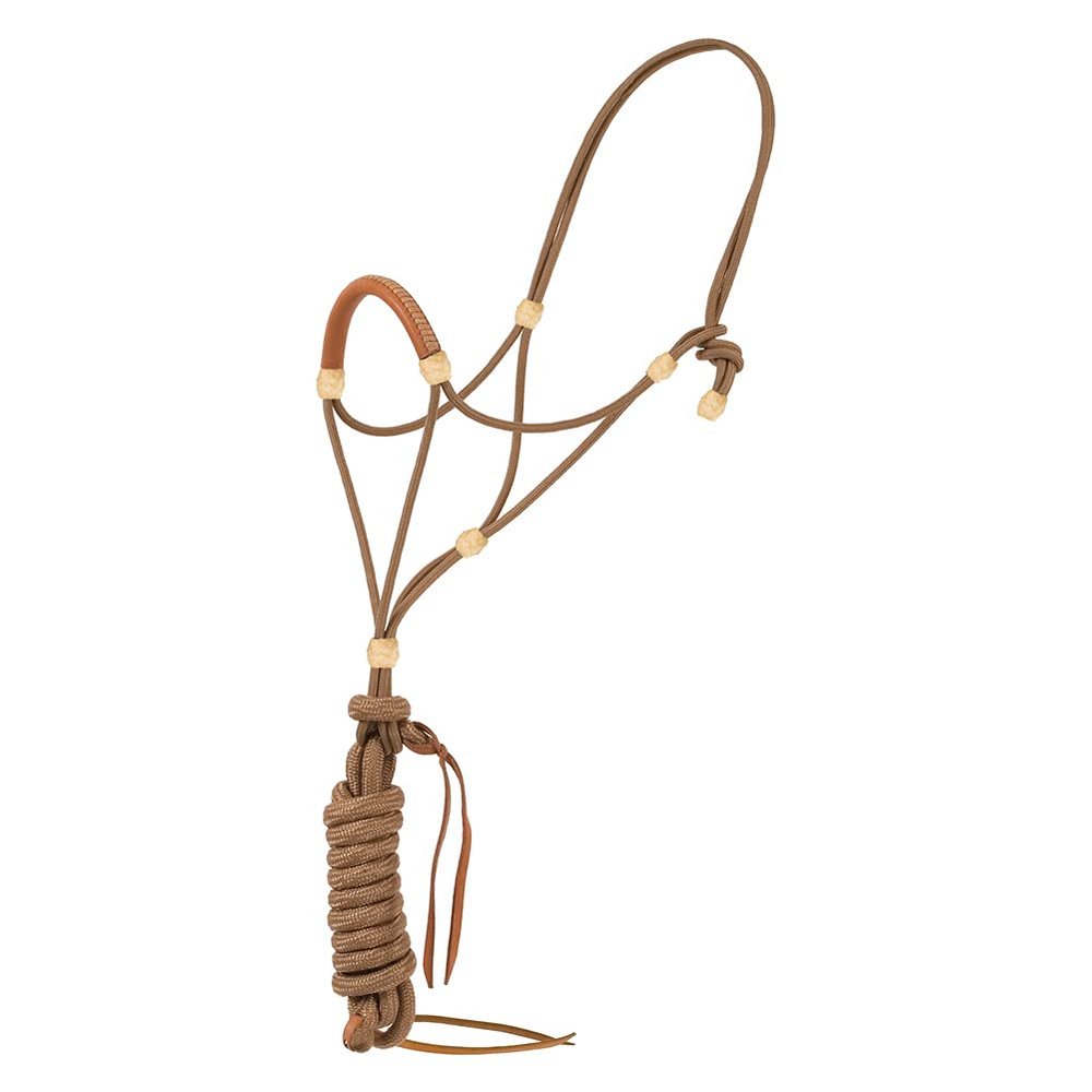 Mustang Elite Rope Halter with Leather Nose Tan