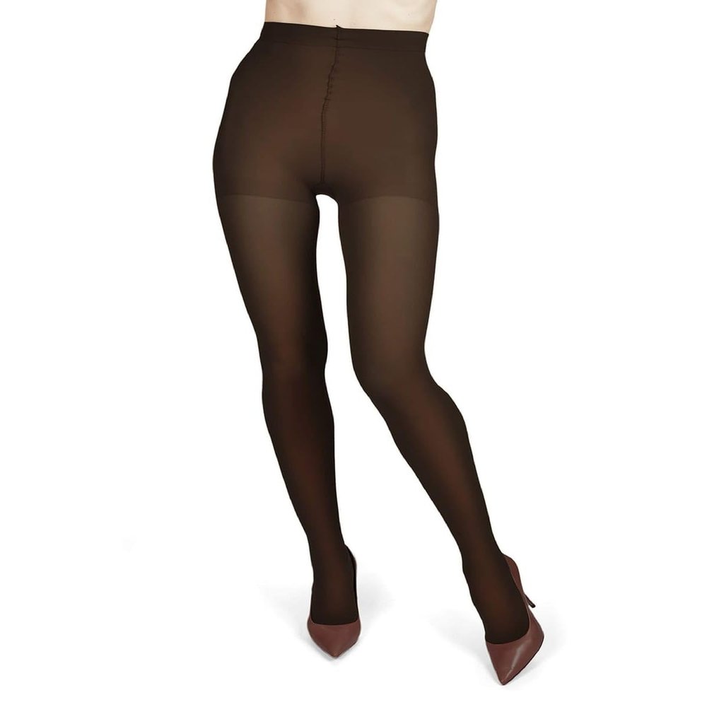 Melas Women's Microfiber Shaper Opaque 60 Denier Control Top Tights Dark Chocolate Q1/Q2