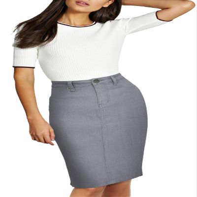 Lexi Womens Stretch Pencil Skirts with Functional Pockets, A Line & Destructed Mini Denim Skirts SKS22882 Grey 10