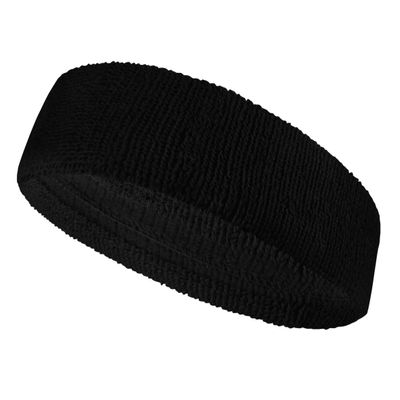 Couver Customize Number/Text Large Premium Black Terry Head Sweatband(1 Piece)