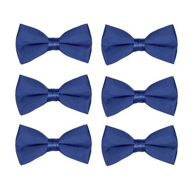 FOMANN Boys Bow Tie Wholesale 6 Pack Children Pre-Tied Formal Tuxedo Bowties Kids Solid Ties (Navy)
