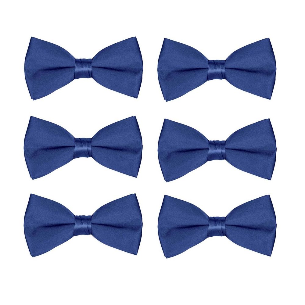 FOMANN Boys Bow Tie Wholesale 6 Pack Children Pre-Tied Formal Tuxedo Bowties Kids Solid Ties (Navy)