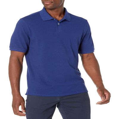 Amazon Essentials Men's Regular-Fit Cotton Pique Polo Shirt (Available in Big & Tall), Navy, Large