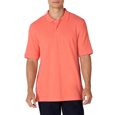Amazon Essentials Men's Regular-Fit Cotton Pique Polo Shirt (Available in Big & Tall), Coral Orange, XX-Large