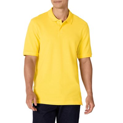 Amazon Essentials Men's Regular-Fit Cotton Pique Polo Shirt (Available in Big & Tall), Yellow, Large