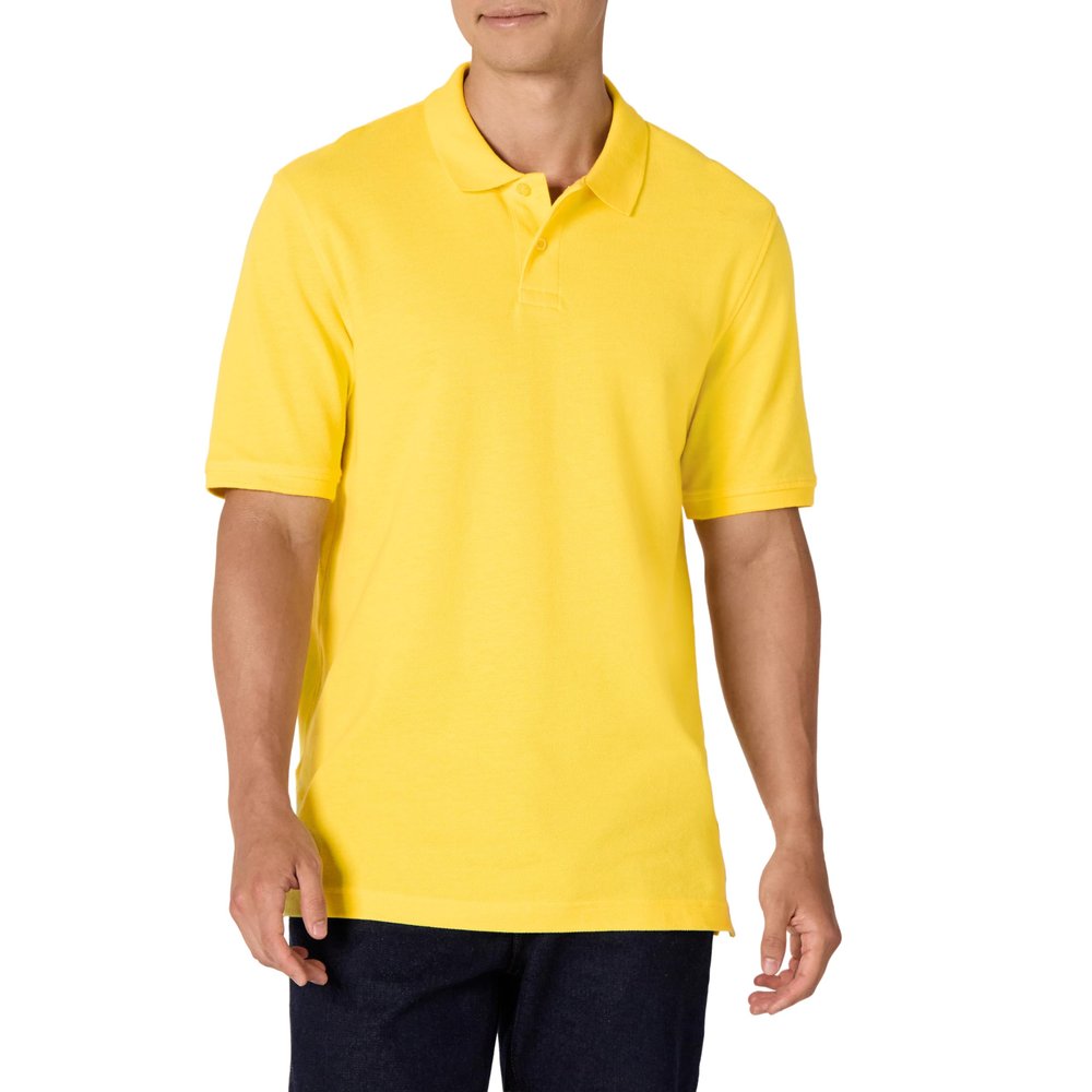 Amazon Essentials Men's Regular-Fit Cotton Pique Polo Shirt (Available in Big & Tall), Yellow, Large