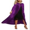 Urban CoCo Women's Costume Full Length Crushed Velvet Hooded Cape (Series 2-Purple) view 2