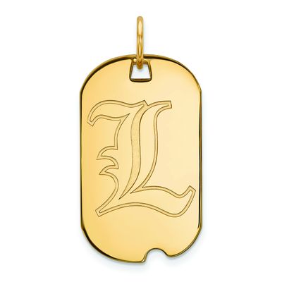 Sterling Silver w/GP LogoArt University of Louisville Small Dog Tag