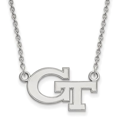 Georgia Tech Small (1/2 Inch) Pendant w/Necklace (14k White Gold)