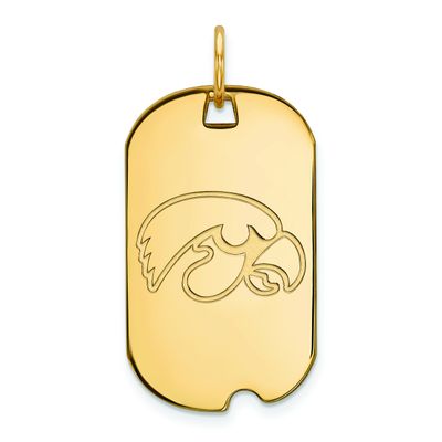 Sterling Silver w/GP LogoArt University of Iowa Small Dog Tag