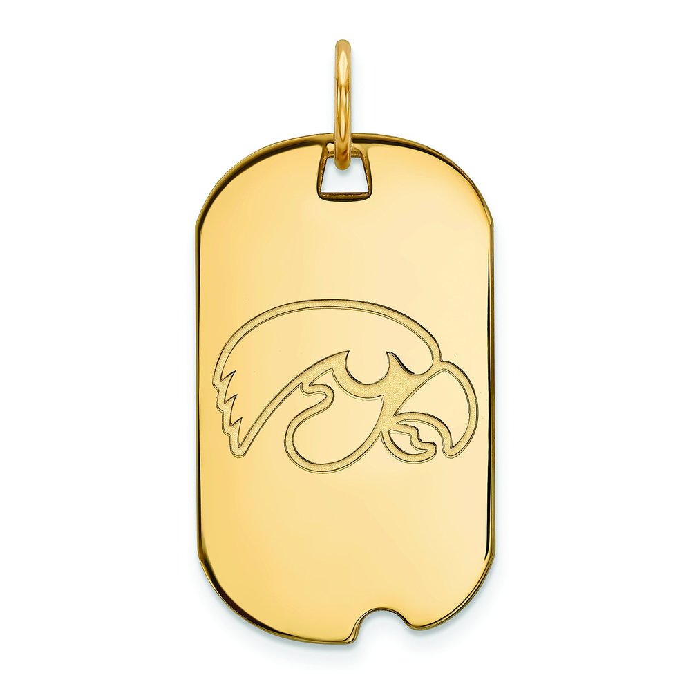 Sterling Silver w/GP LogoArt University of Iowa Small Dog Tag