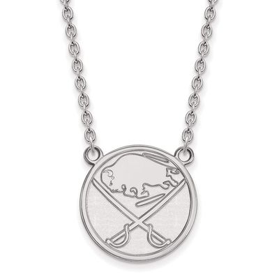 10k White Gold Nhl Logoart Buffalo Sabres Large Pendant Necklace