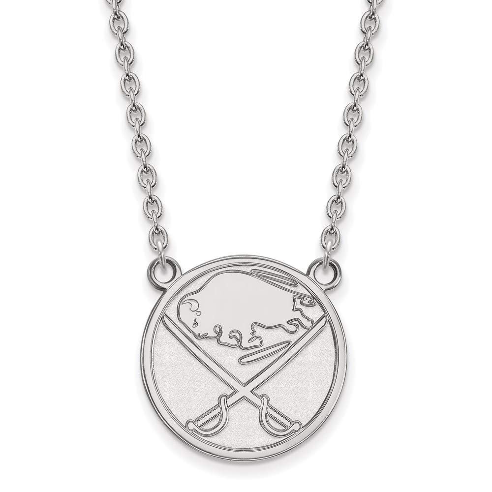 10k White Gold Nhl Logoart Buffalo Sabres Large Pendant Necklace