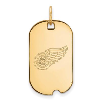 10k Yellow Gold Nhl Logoart Detroit Red Wings Small Dog Tag Pendant Necklace