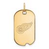 10k Yellow Gold Nhl Logoart Detroit Red Wings Small Dog Tag Pendant Necklace view 1