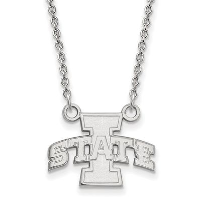 Iowa State Small (1/2 Inch) Pendant w/Necklace (14k White Gold)
