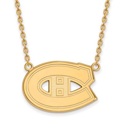 10k Yellow Gold Nhl Logoart Montreal Canadiens Large Pendant Necklace