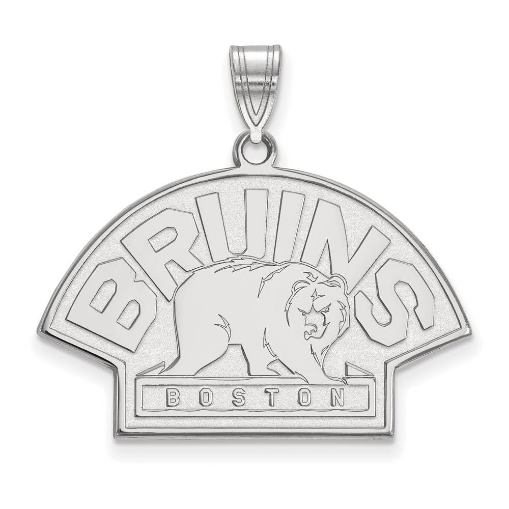 10k White Gold Nhl Logoart Boston Bruins Large Pendant