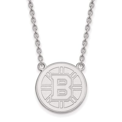10k White Gold Nhl Logoart Boston Bruins Large Pendant Necklace