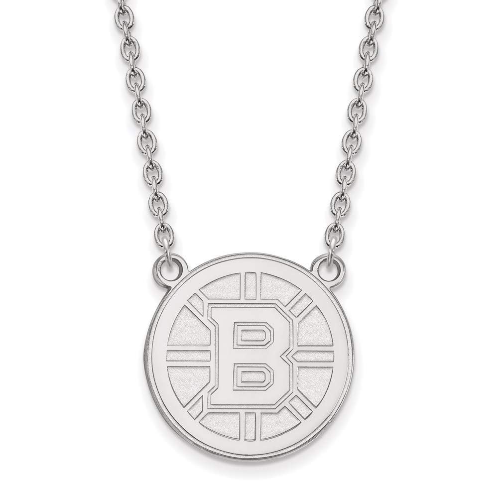 10k White Gold Nhl Logoart Boston Bruins Large Pendant Necklace