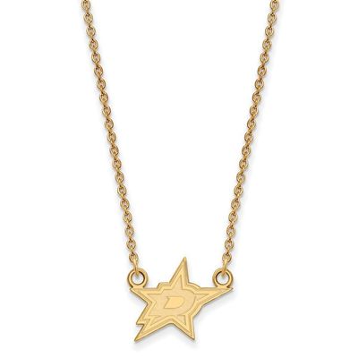 Dallas Stars Small (1/2 Inch) Pendant w/ Necklace (14k Yellow Gold)