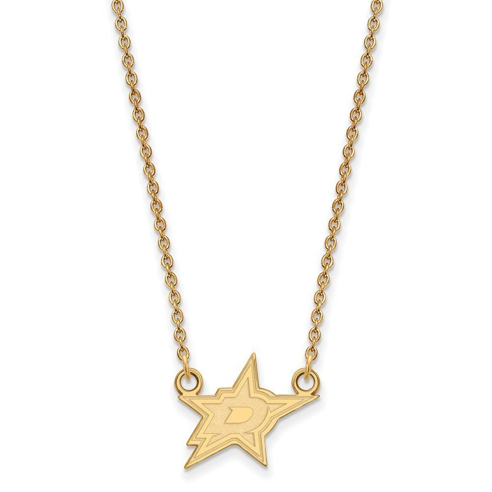 Dallas Stars Small (1/2 Inch) Pendant w/ Necklace (14k Yellow Gold)