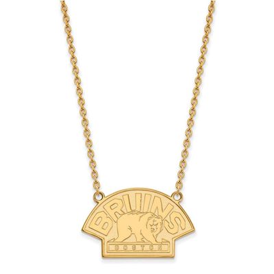 10k Yellow Gold Nhl Logoart Boston Bruins Large Pendant Necklace