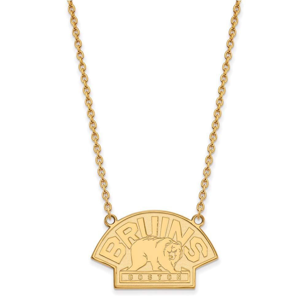 10k Yellow Gold Nhl Logoart Boston Bruins Large Pendant Necklace