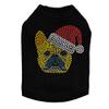 French Bull Dog with Santa Hat - Bling Rhinestone Christmas Dog Shirt, 4XL Black view 1
