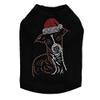 Italian Greyhound Face with Santa Hat - Bling Rhinestone Christmas Dog Shirt, M Black view 1