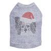 Papillon with Santa Hat - Bling Rhinestone Christmas Dog Shirt, S Heather Gray view 1