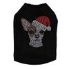 Chihuahua Face with Santa Hat - Bling Rhinestone Christmas Dog Shirt, 2XL Black view 1