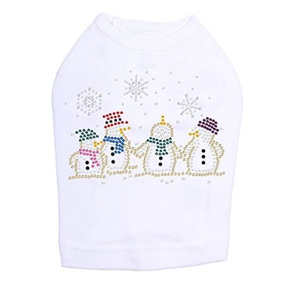 Snowman Family - Bling Rhinestone Christmas Dog Shirt, L White
