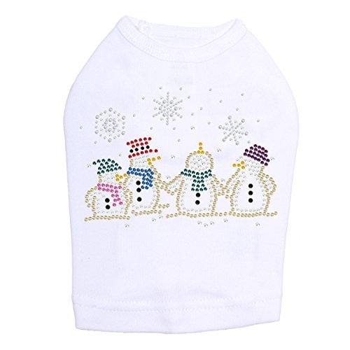 Snowman Family - Bling Rhinestone Christmas Dog Shirt, L White