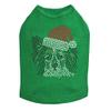 Papillon with Santa Hat - Bling Rhinestone Christmas Dog Shirt, L Kelly Green view 1