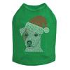 Jack Russell Terrier with Santa Hat - Bling Rhinestone Christmas Dog Shirt, L Kelly Green view 1