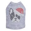 Boston Terrier with Santa Hat - Bling Rhinestone Christmas Dog Shirt, 2XL Heather Gray view 1