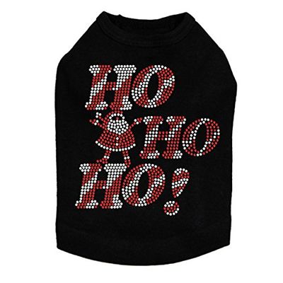 Ho Ho Ho Santa - Bling Rhinestone Christmas Dog Shirt, L Black