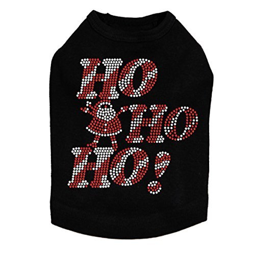 Ho Ho Ho Santa - Bling Rhinestone Christmas Dog Shirt, L Black