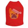 French Bull Dog with Santa Hat - Bling Rhinestone Christmas Dog Shirt, 3XL Red view 1