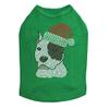 Pit Bull with Santa Hat - Bling Rhinestone Christmas Dog Shirt, 2XL Kelly Green view 1