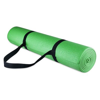 Fitvids 1/4-Inch High Density Thick Non Slip Yoga Mat with Knee Pad and Carrying Strap for Workout, Pilates, Gym Home Exercise, Green