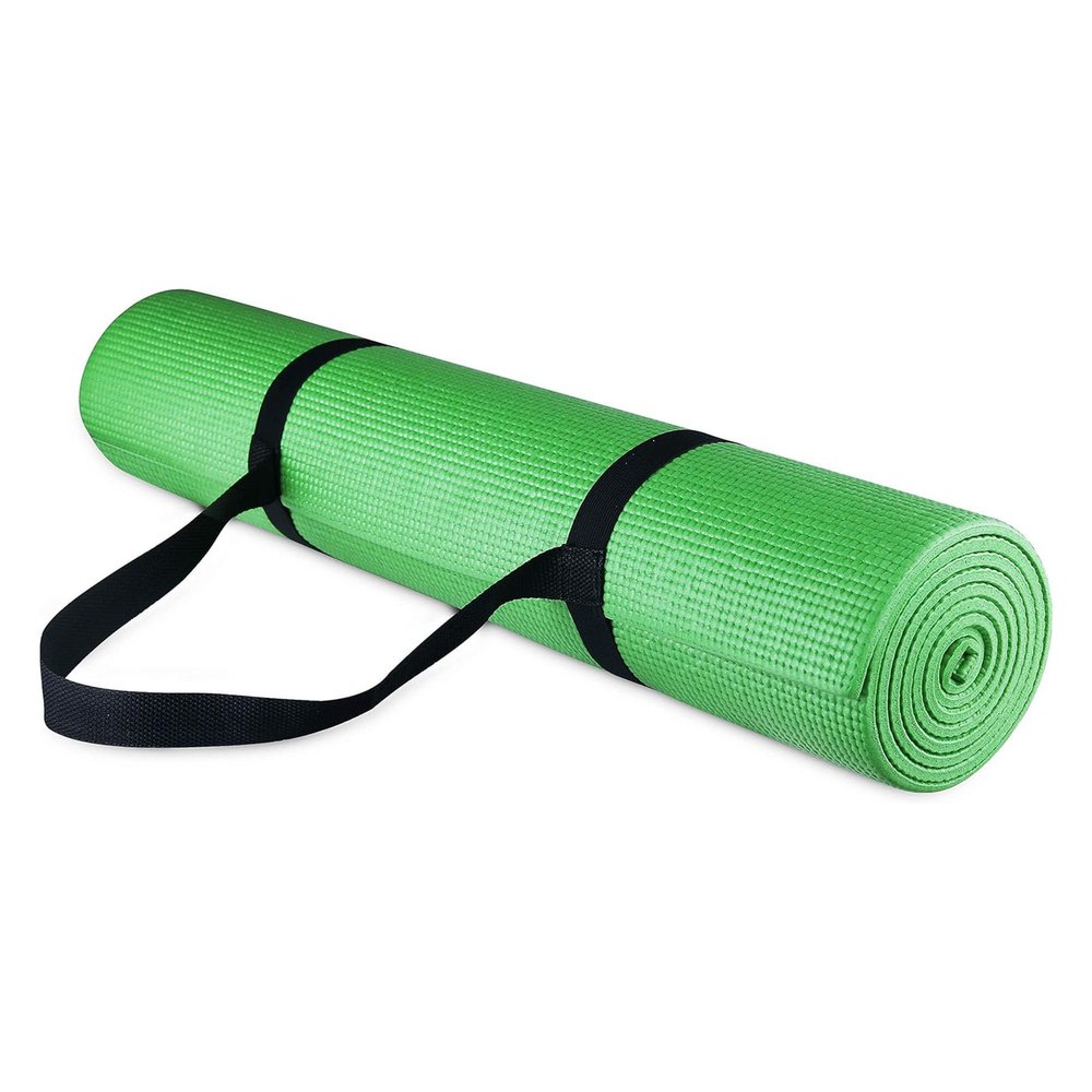 Fitvids 1/4-Inch High Density Thick Non Slip Yoga Mat with Knee Pad and Carrying Strap for Workout, Pilates, Gym Home Exercise, Green