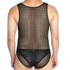 Men's Hollow Lace Leotards Bikini Briefs Bottom Vest Jacquard Male Bodysuit Black M view 2