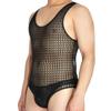 Men's Hollow Lace Leotards Bikini Briefs Bottom Vest Jacquard Male Bodysuit Black M view 3