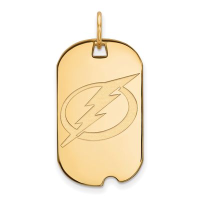 Sterling Silver w/GP NHL LogoArt Tampa Bay Lightning Small Dog Tag
