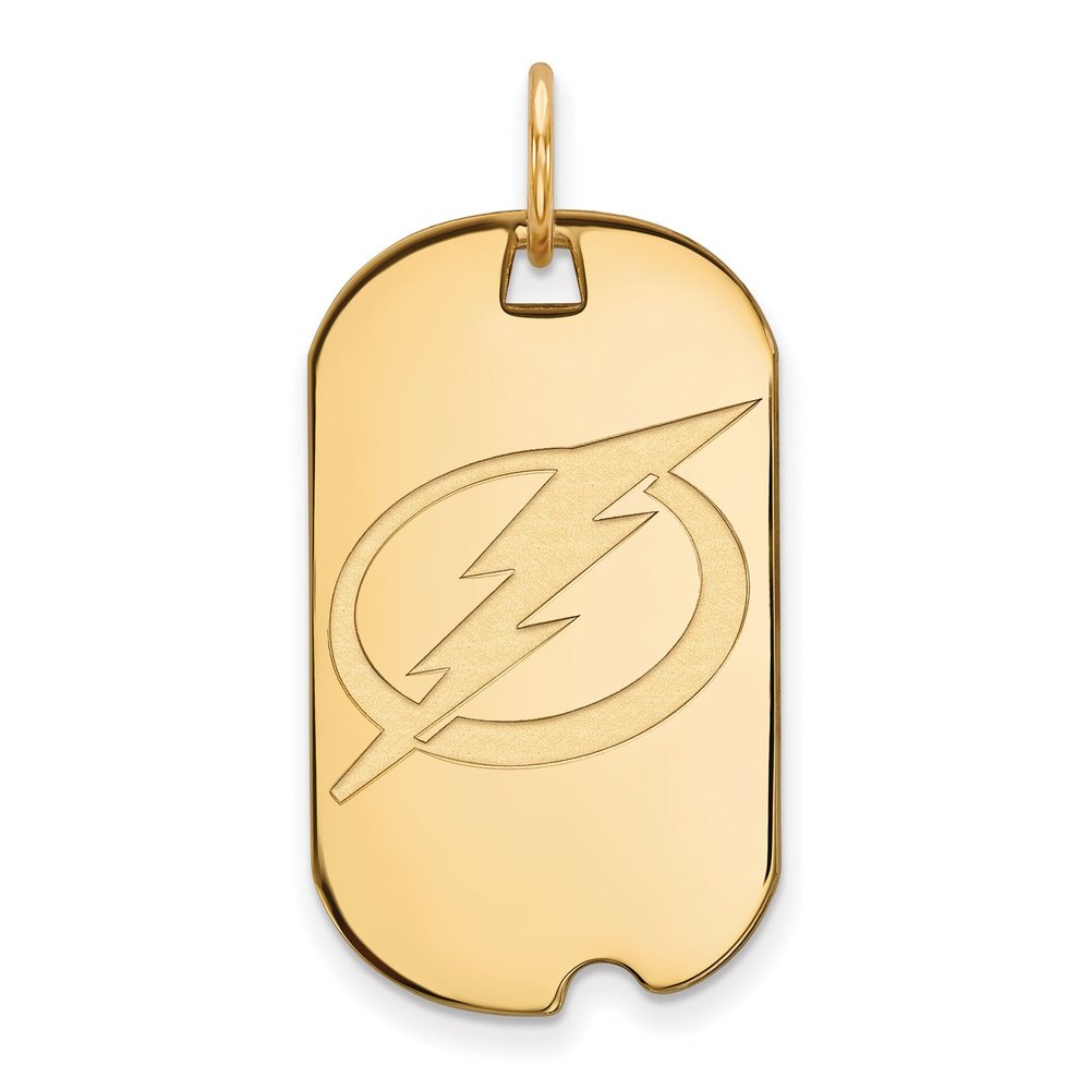 Sterling Silver w/GP NHL LogoArt Tampa Bay Lightning Small Dog Tag