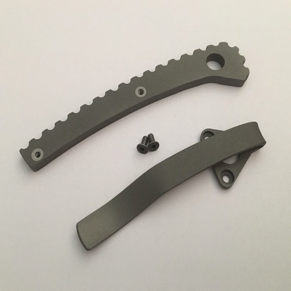 Titanium Back Spacer and Pocket Clip Set For Spyderco Military Pocket Knife C36GPE C36GPCMOBK