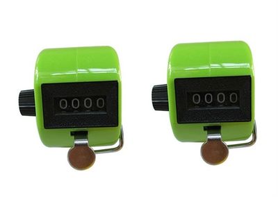 Jackie Pack of 2 Handheld 4 Digit Number Counter Mechanical Tally Lap Tracker Manual Clicker Green